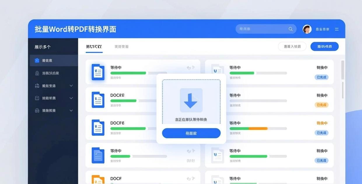 Batch Word to PDF conversion interface with multip