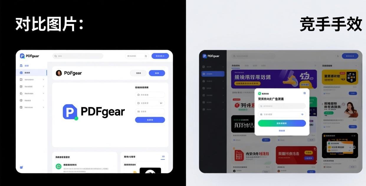 Side by side comparison: clean PDFgear interface w