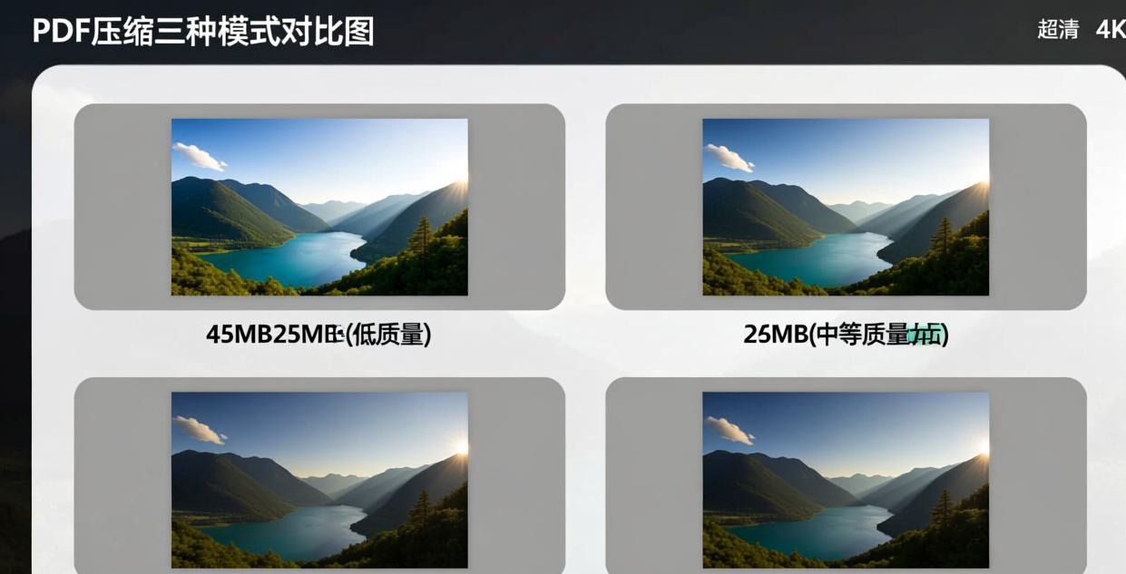 PDF compression three mode comparison showing orig