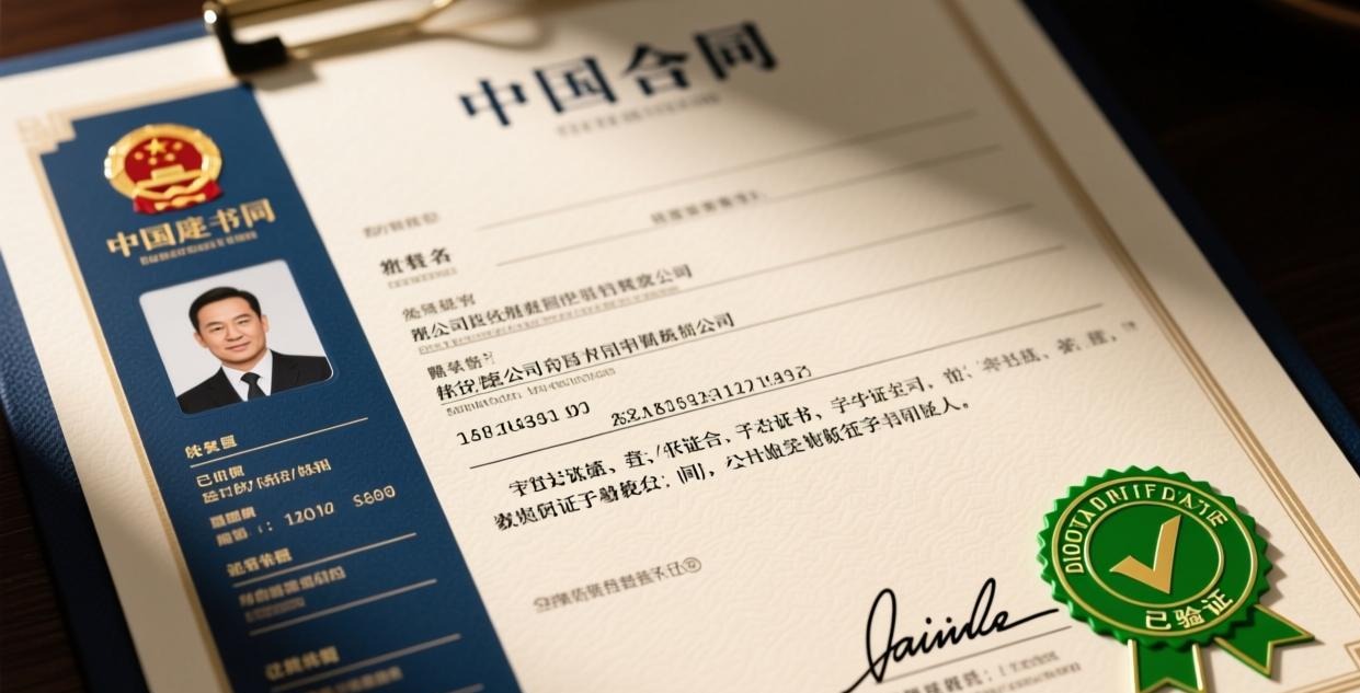 Chinese business contract with digital signature a