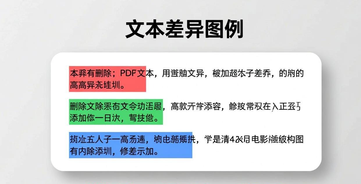 PDF text difference legend: red highlight for dele