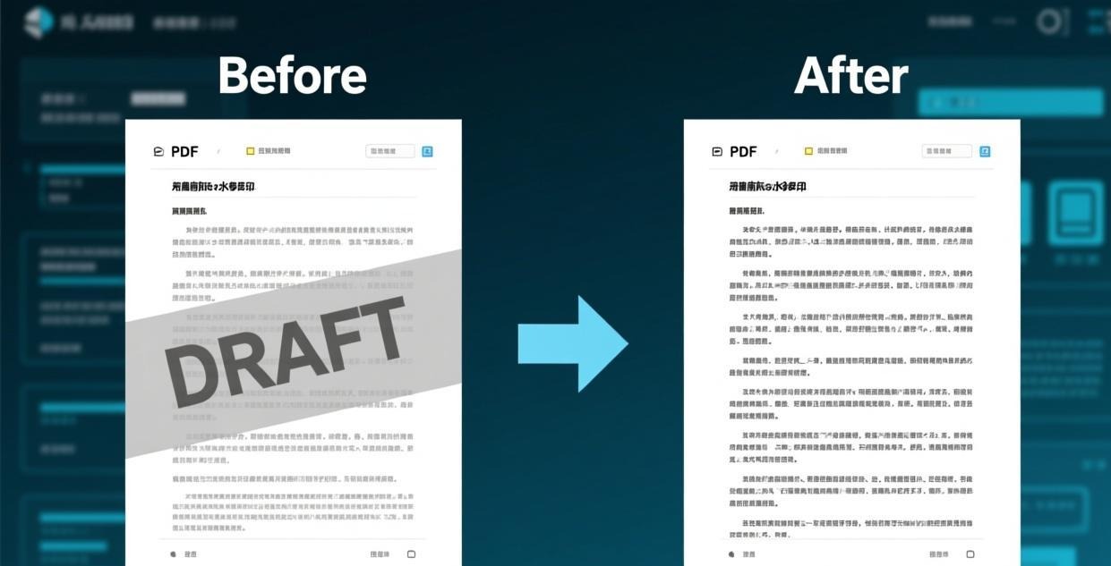 PDF text watermark removal before and after: DRAFT