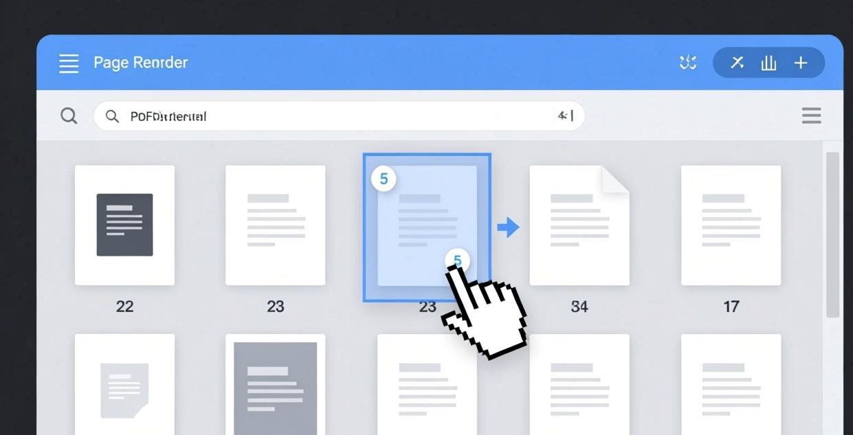 PDF page reorder interface with thumbnail strip