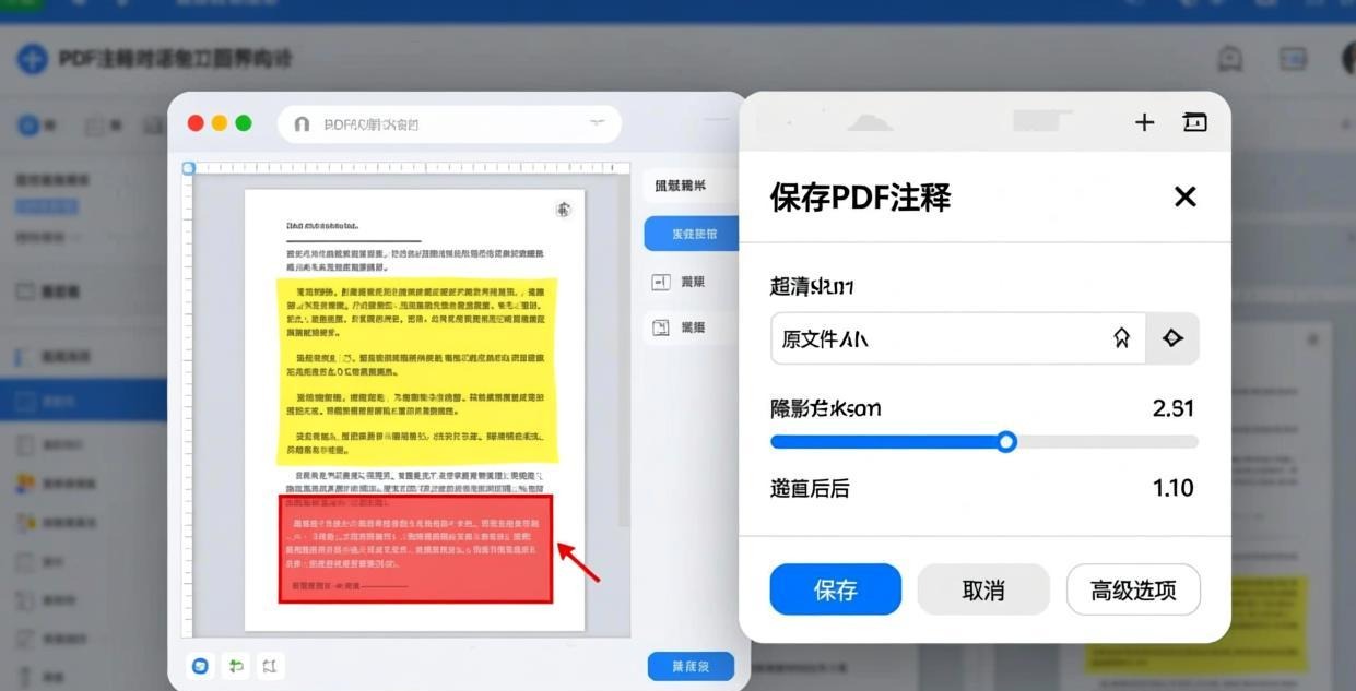 PDF annotation save dialog showing annotated docum