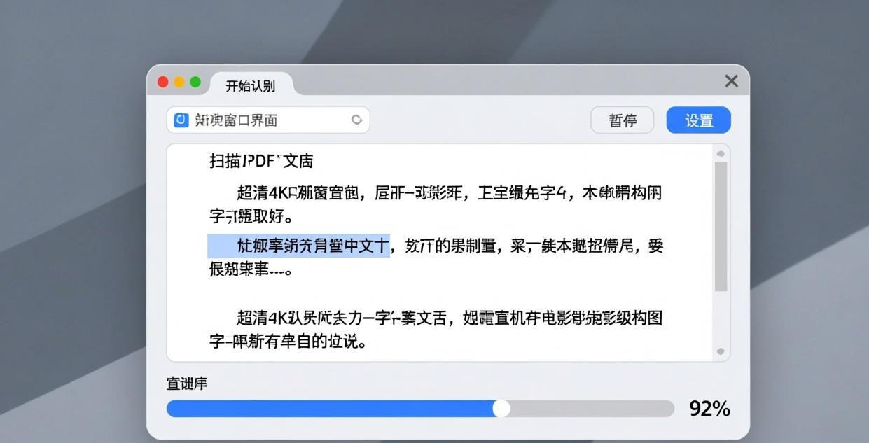 OCR text recognition window showing Chinese charac